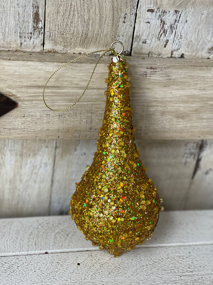 Gold Glitter Beaded Ornament Two Styles