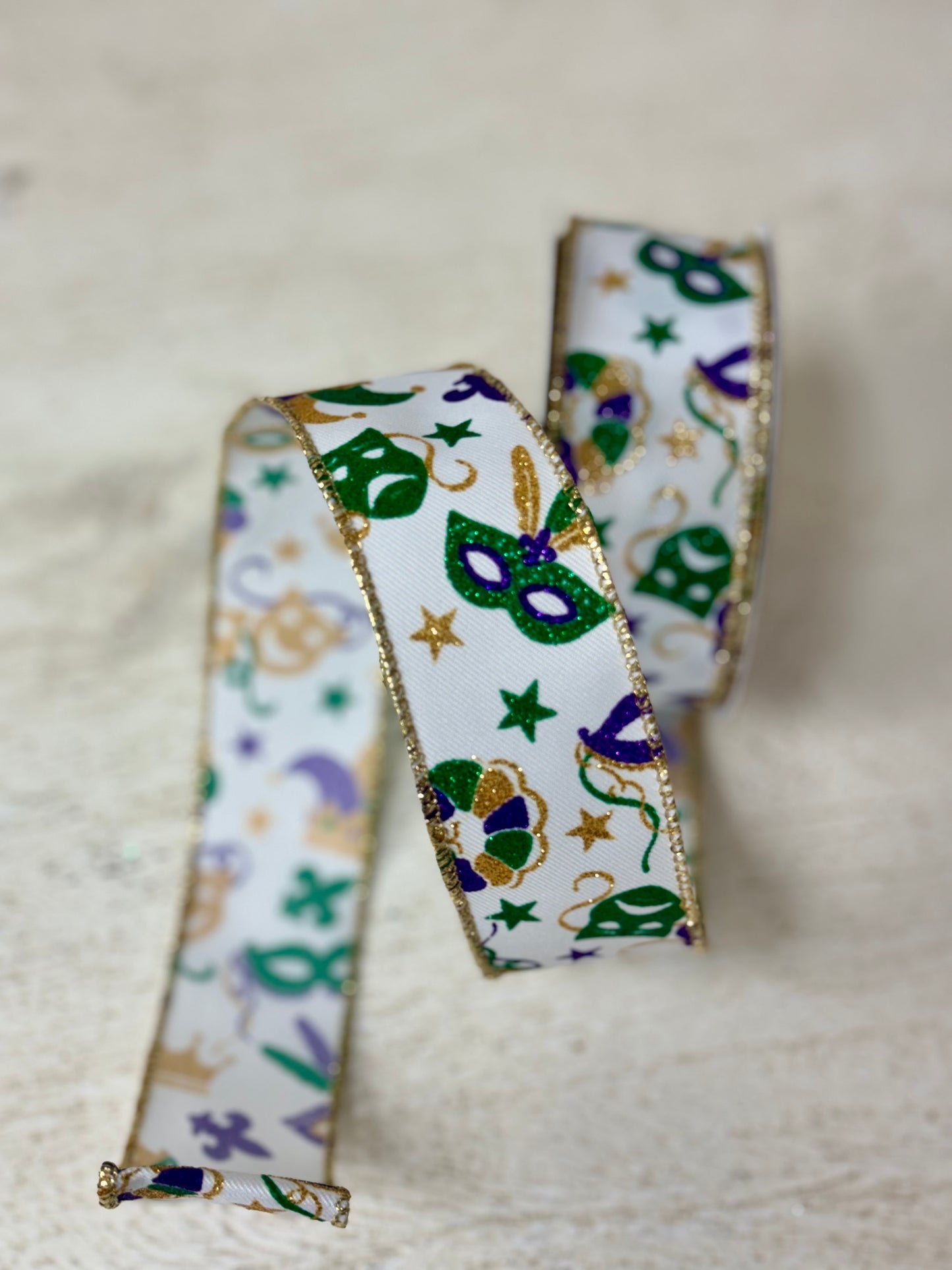 1.5 Inch By 10 Yard Mardi Gras Mask Ribbon