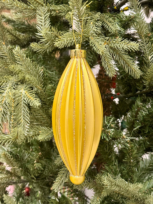 7.75 Inch Gold Ribbed Finial Ornament