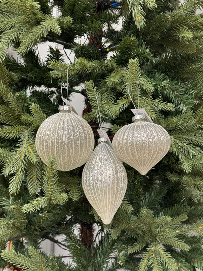 4-6 Inch Antique Silver Glass Ornament Three Styles