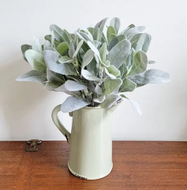 14 Inch Sage Green Flocked Lambs Ear Spray