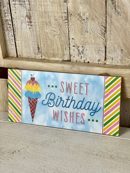 Sweet Birthday Wishes Wooden Glitter Sign