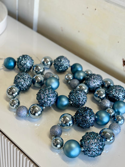 72 Inch Smoke Blue Ball Garland