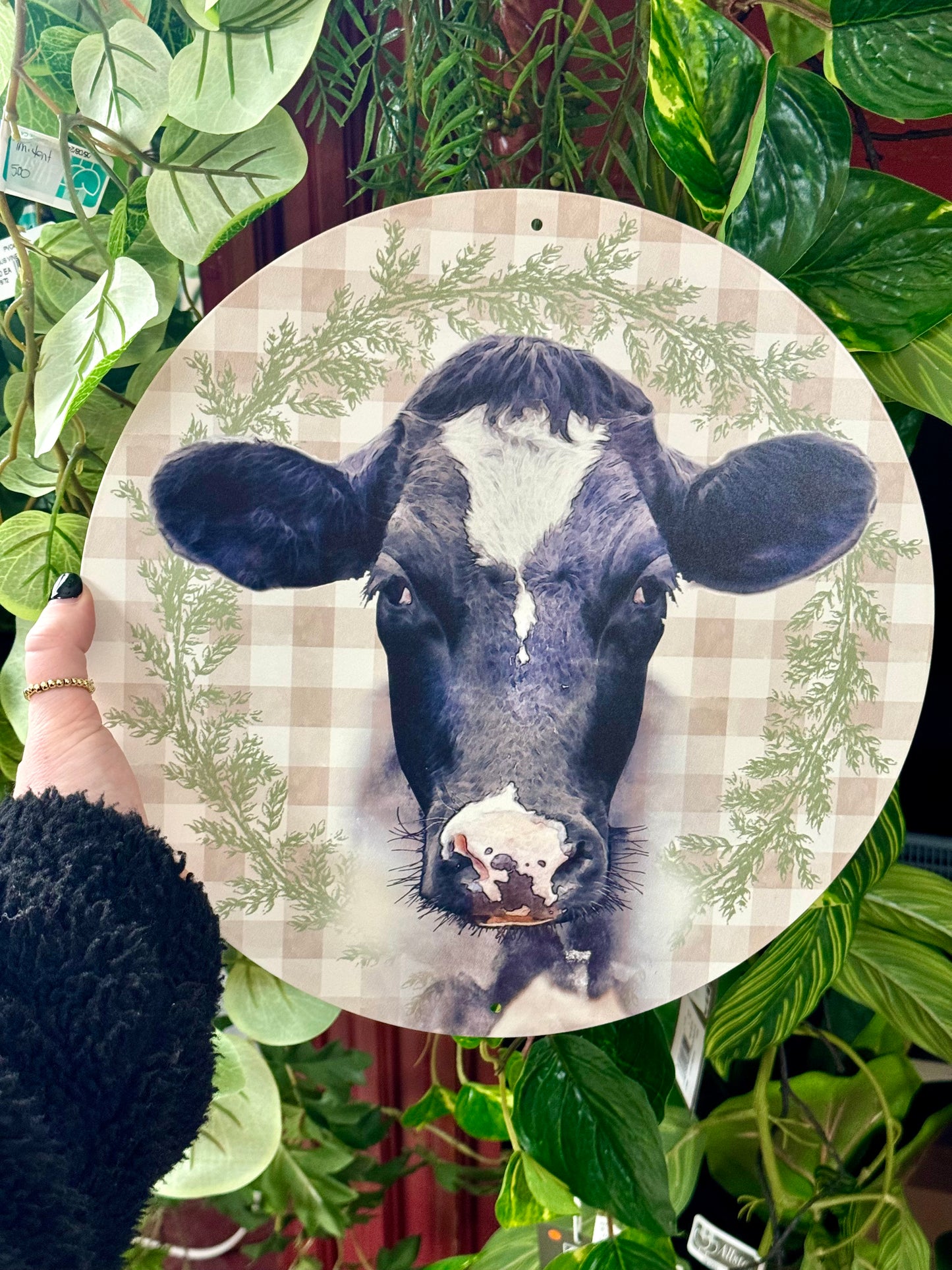 12 Inch Bessie The Cow Metal Round Sign