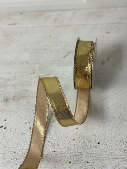 7/8 Inch By 10 Yard Gold Metallic Ribbon