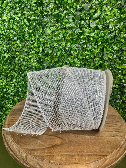 3 Inch by 20 Yards White with Silver Glamour Designer Netting
