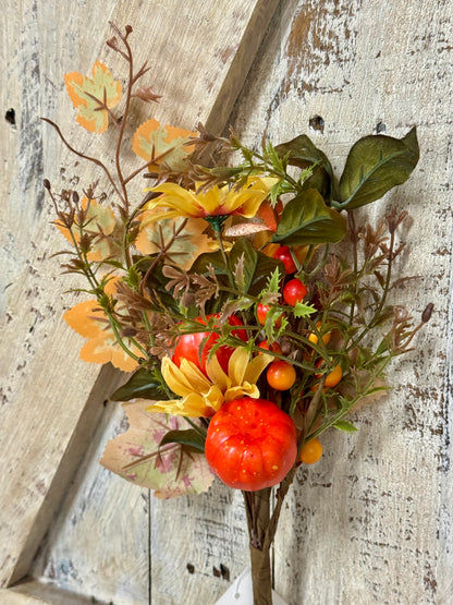 16 Inch Green And Orange Pumpkin Berry Spray