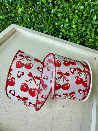 2.5 Inch By 10 Yard Red Heart Cherry Ribbon