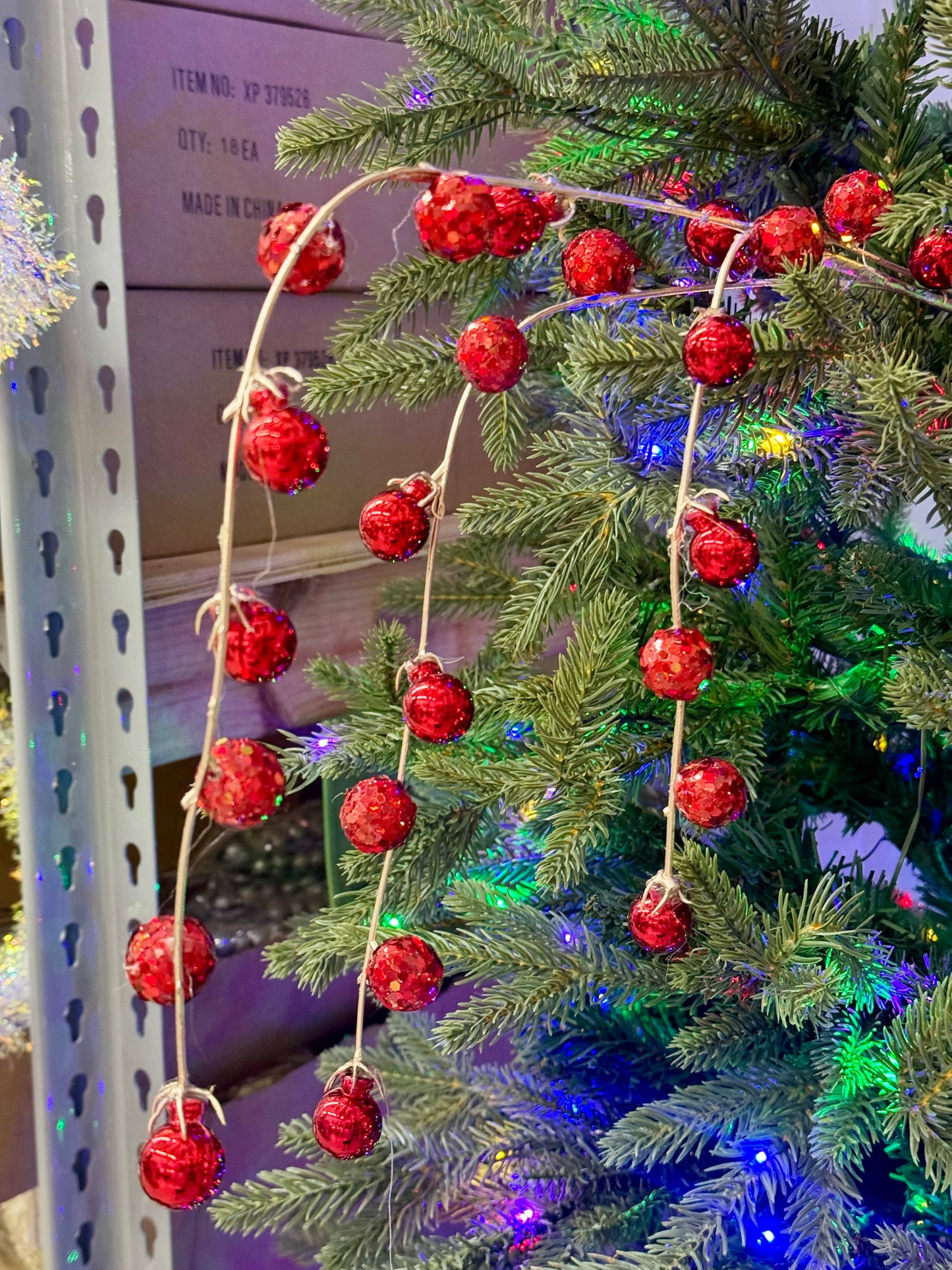 35.5 Inch Red Hanging Ball Spray