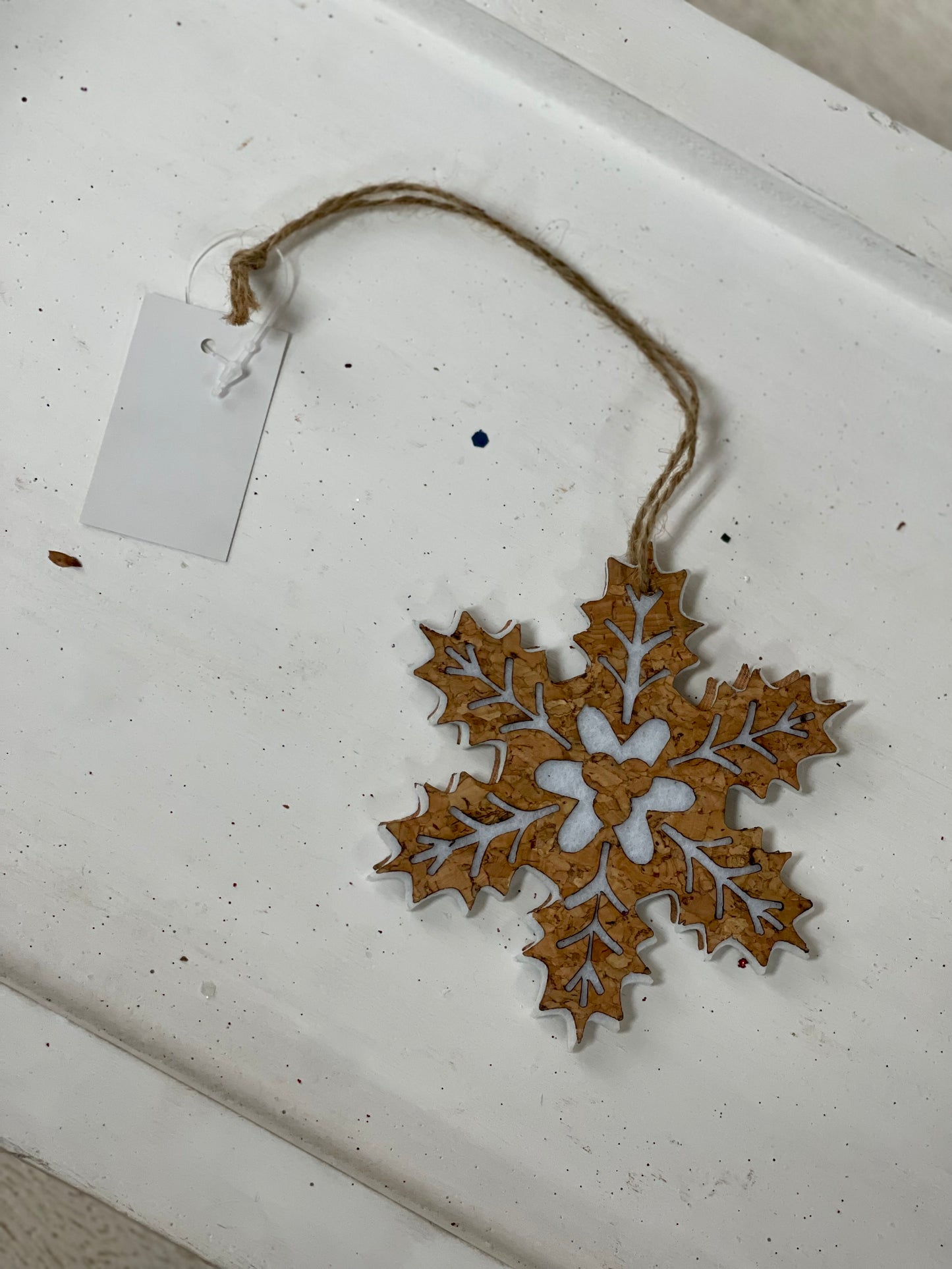 4 Inch Wood Textured Snowflake Ornament