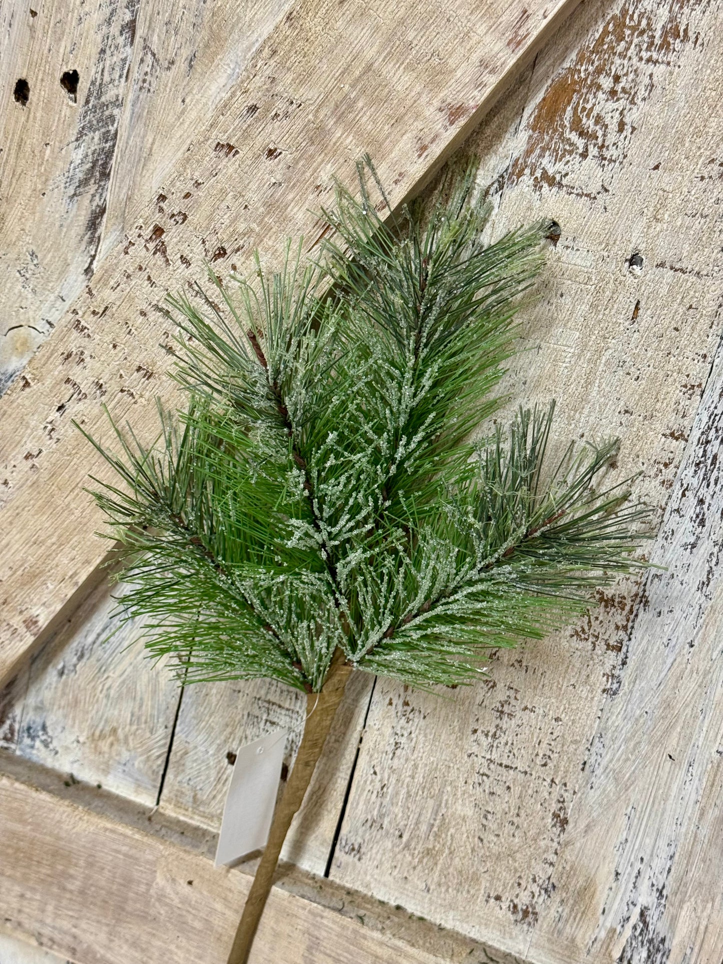 16 Inch Green Pine With Snow Bush
