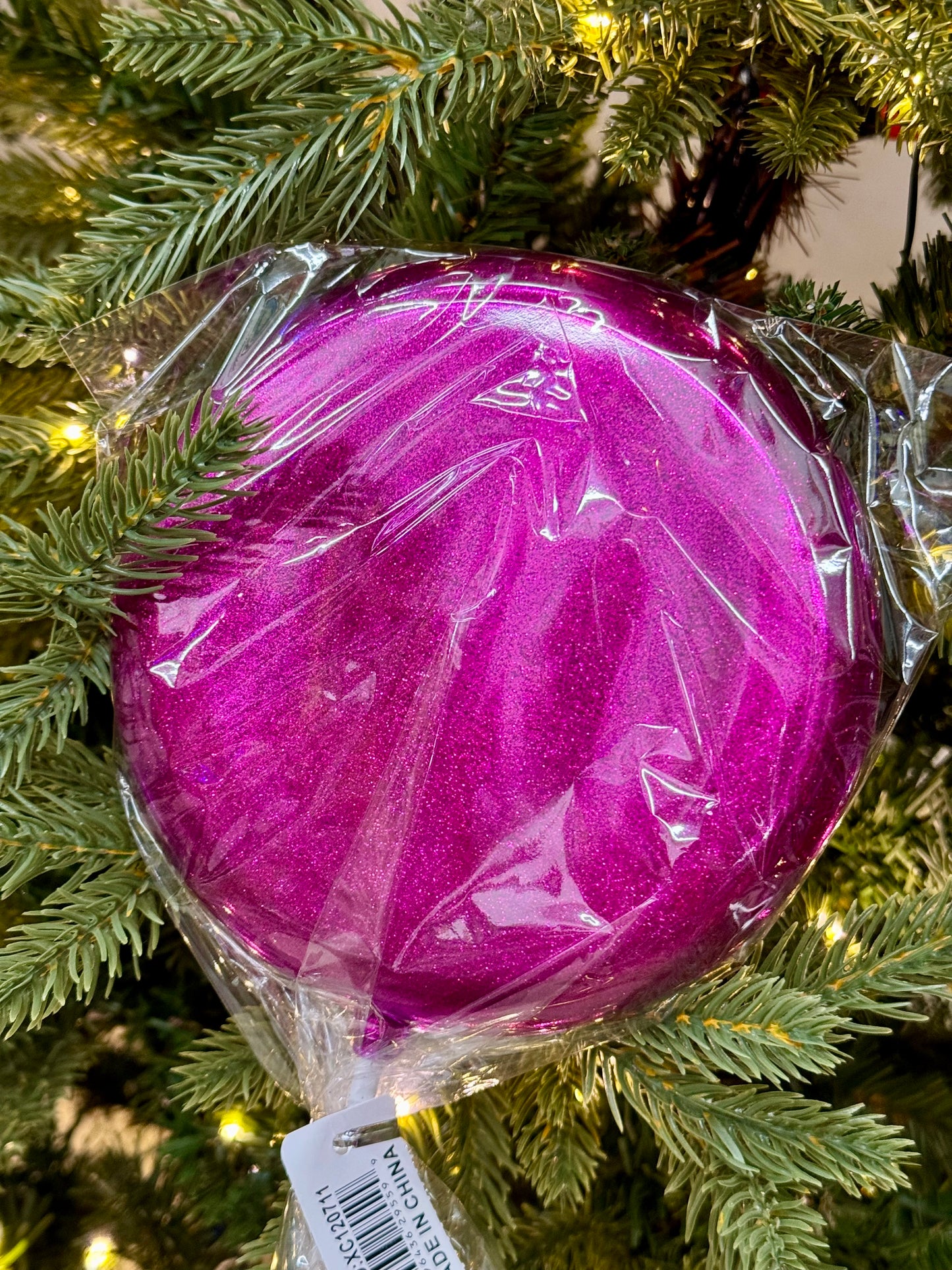 6 Inch Hot Pink Glitter Lollipop With Stick