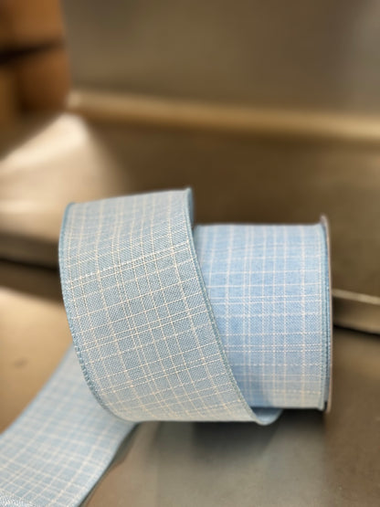 2.5 Inch By 10 Yard Blue Check Burlap Ribbon