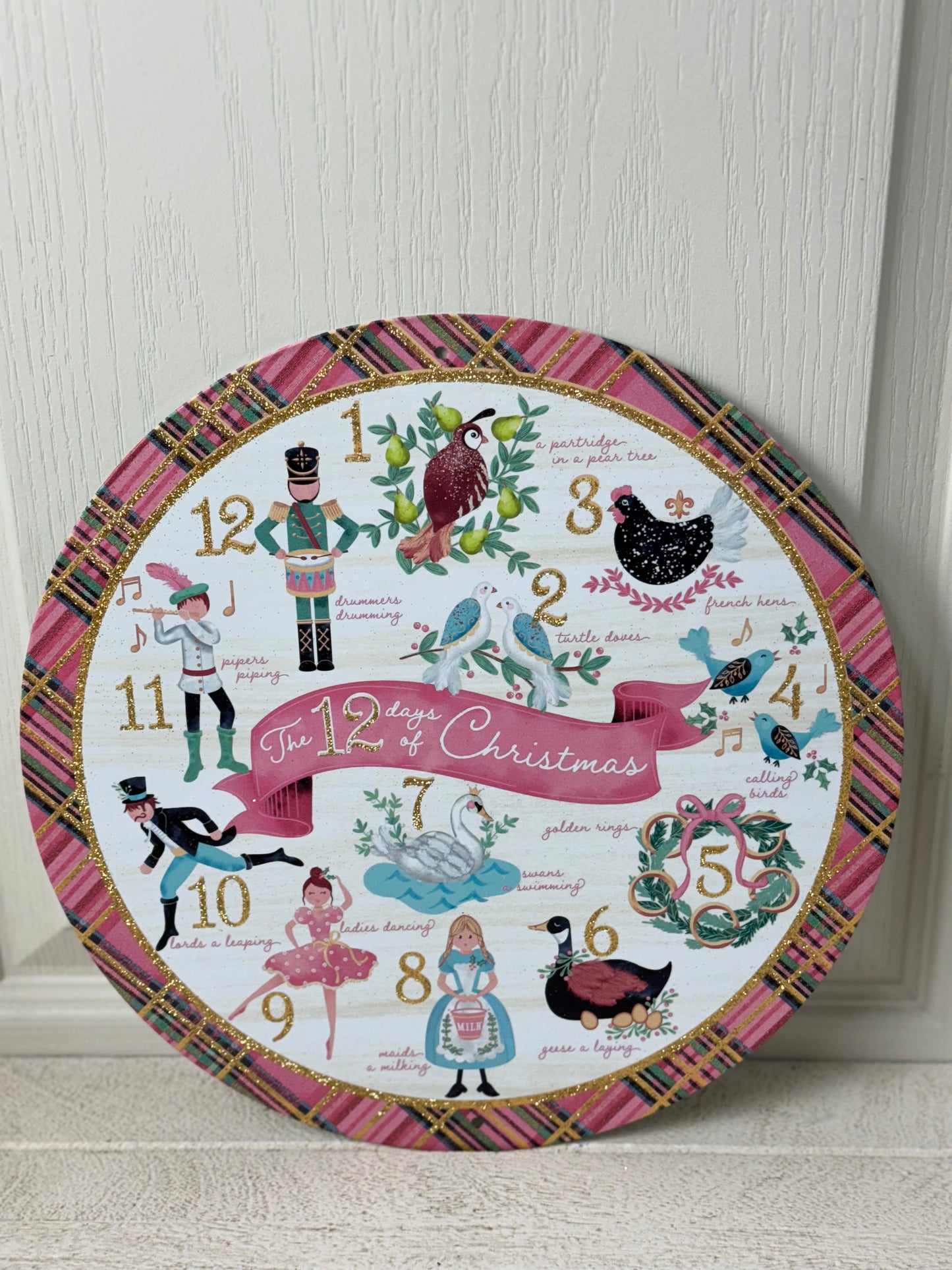 12 Inch Pastel Twelve Days Of Christmas Metal Sign