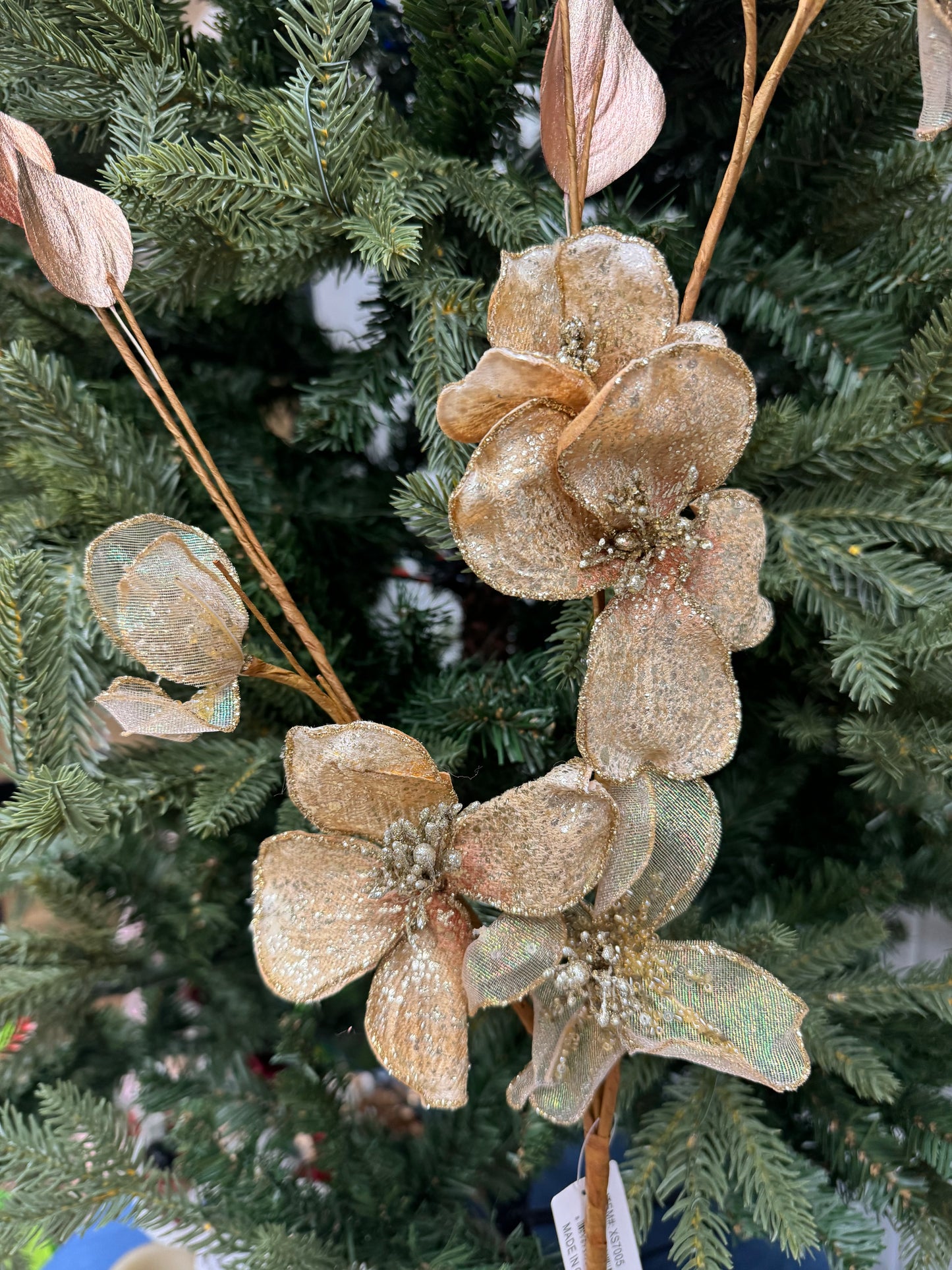 41 Inch Rose Gold And Iridescent Dogwood Spray