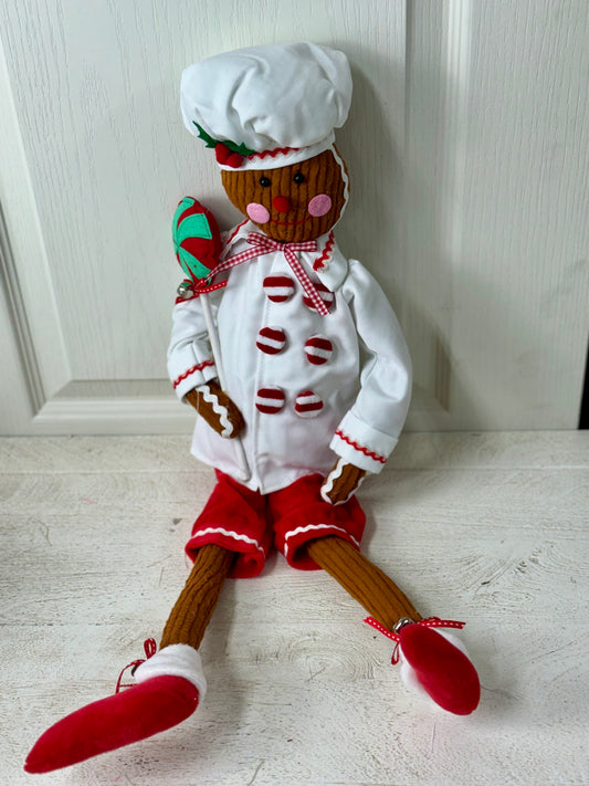 25 Inch Chef Gingerbread Holding A Lollipop