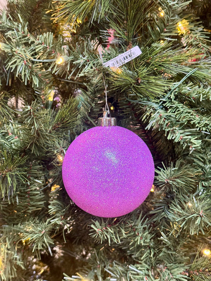5 Inch Lavender Iridescent Glitter Ornament Ball