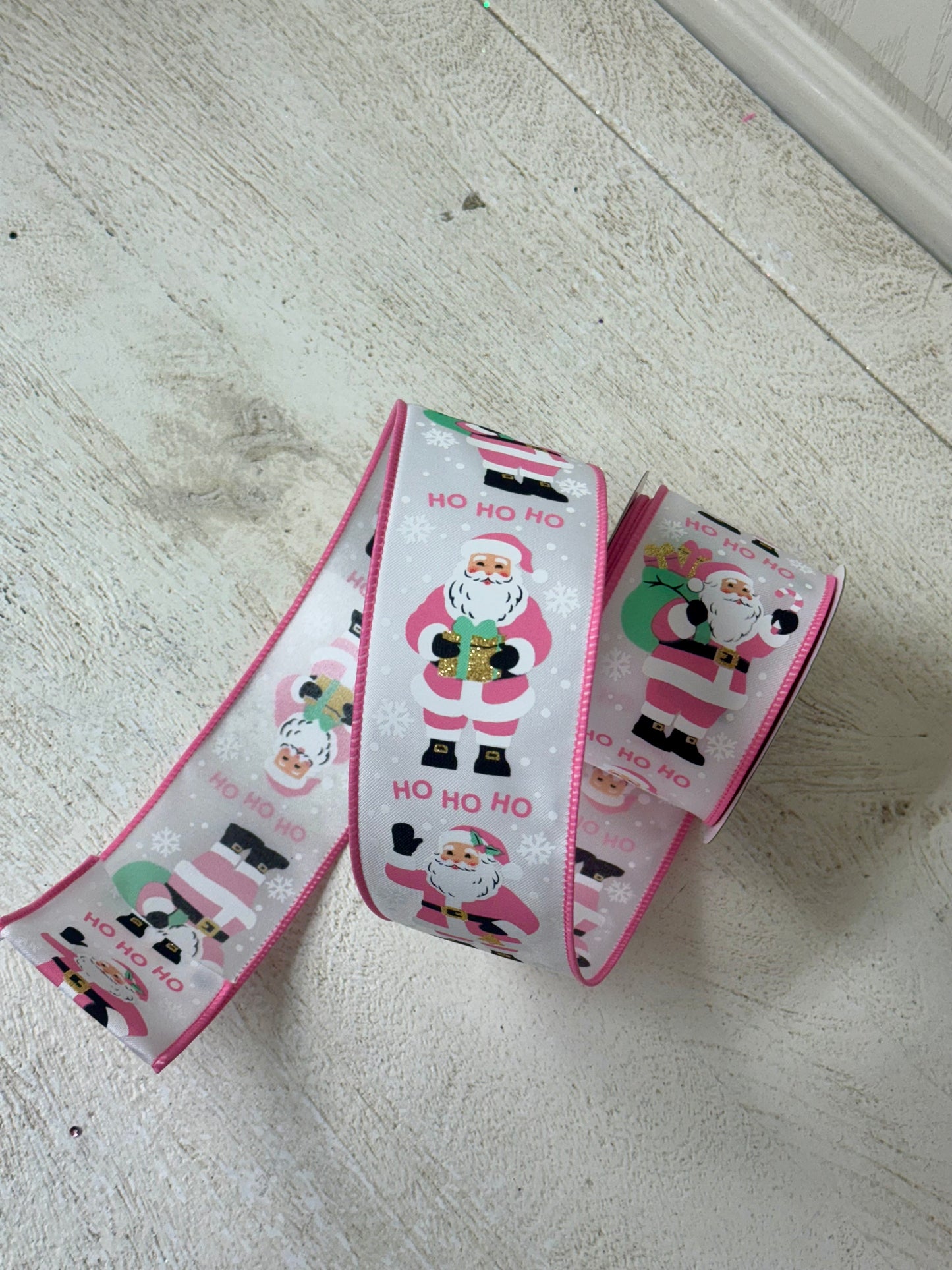 2.5 Inch By 10 Yard Pastel Santa Claus Ribbon