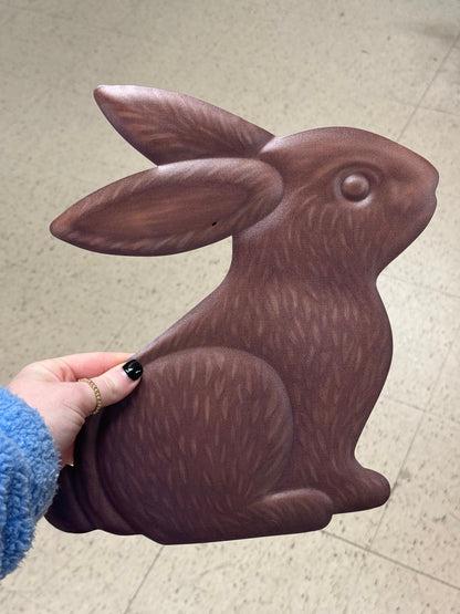 12 Inch Chocolate Bunny Metal Sign