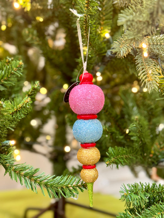 8 Inch Gorgeous Glitter Mutli Color Finial Ornament