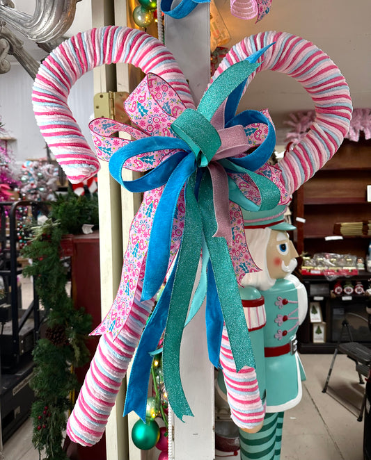 36 Inch Pink Blue And White Chenille Bight Christmas Candy Cane