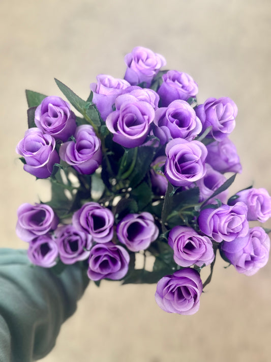 19 Inch Purple Rose Bud Bush