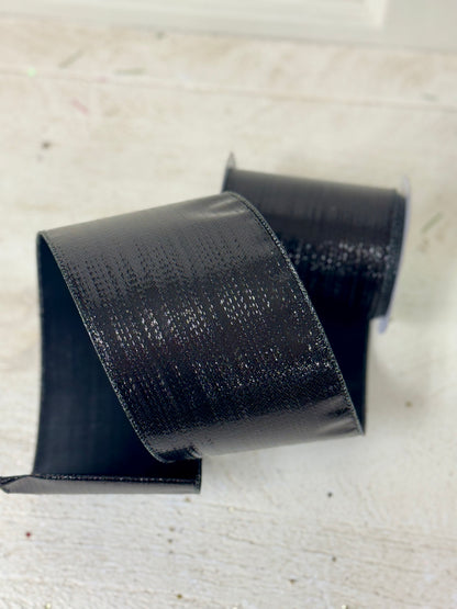 4 Inch by 10 Yard Black Metallic Ribbon