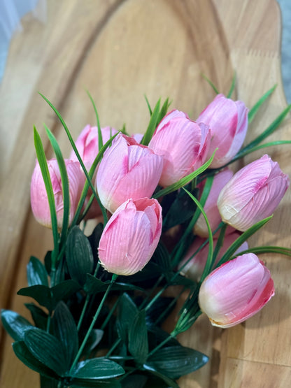 19 Inch Pink Tulip Floral Bush