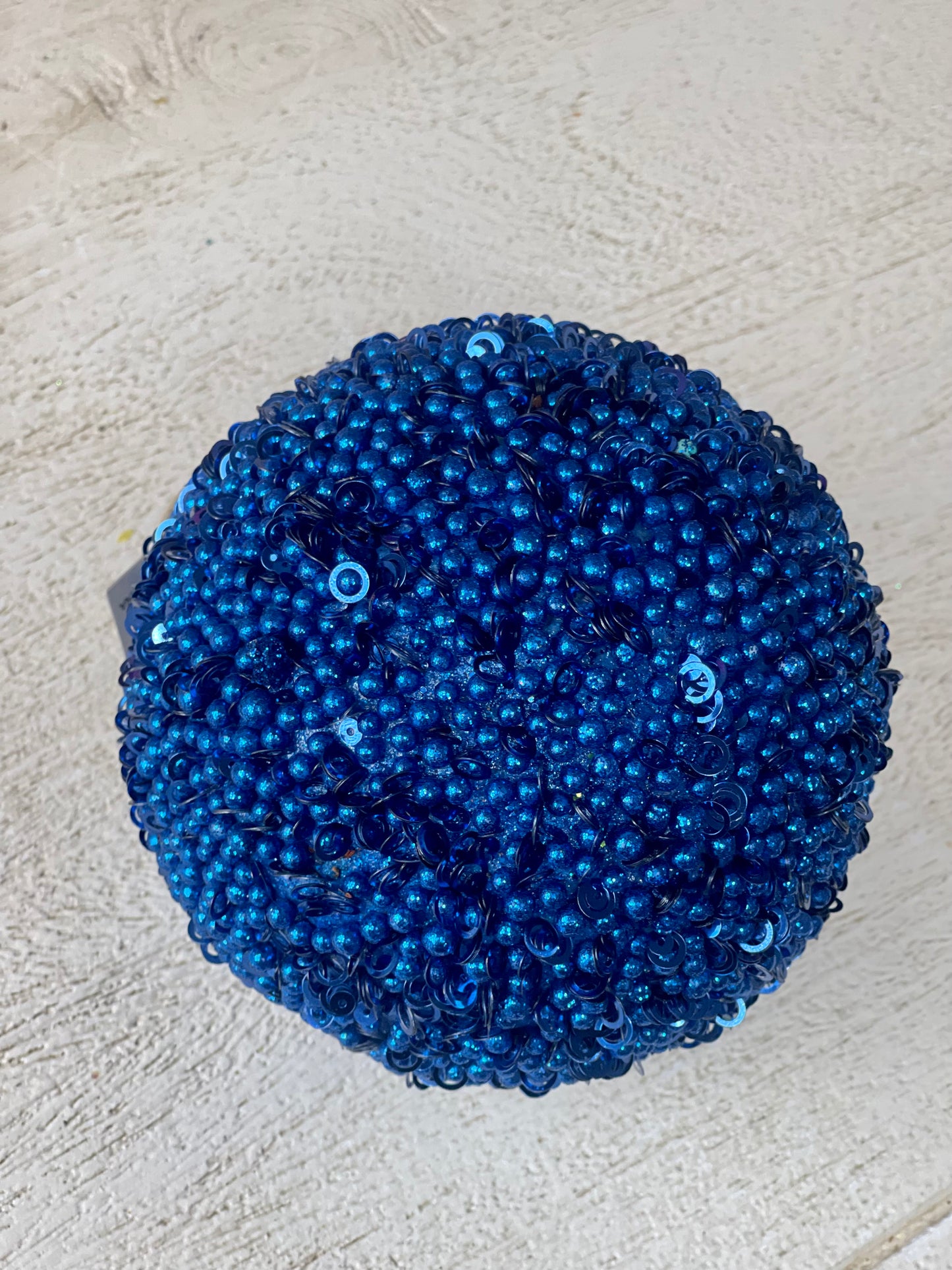 5 Inch Royal Blue Beaded Ornament Ball