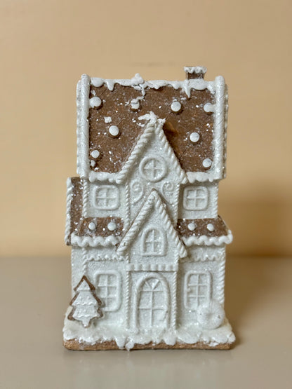 8.27 Inch Resin Glitter Gingerbread House Two Styles