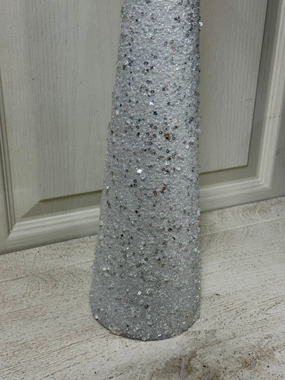 23.5 Inch White Glitter Cone Tree