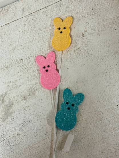 28 Inch Pink Yellow And Teal Sugar Bunny Spray