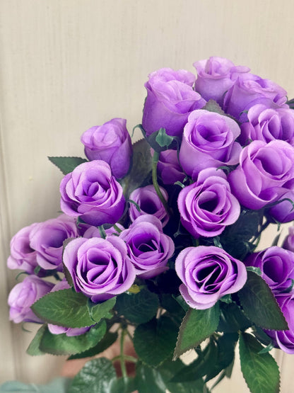 19 Inch Purple Rose Bud Bush