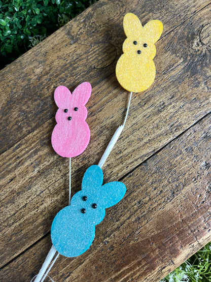 28 Inch Pink Yellow And Teal Sugar Bunny Spray