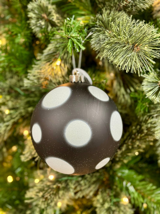 6 Inch Black And White Polka Dot Ornament Ball