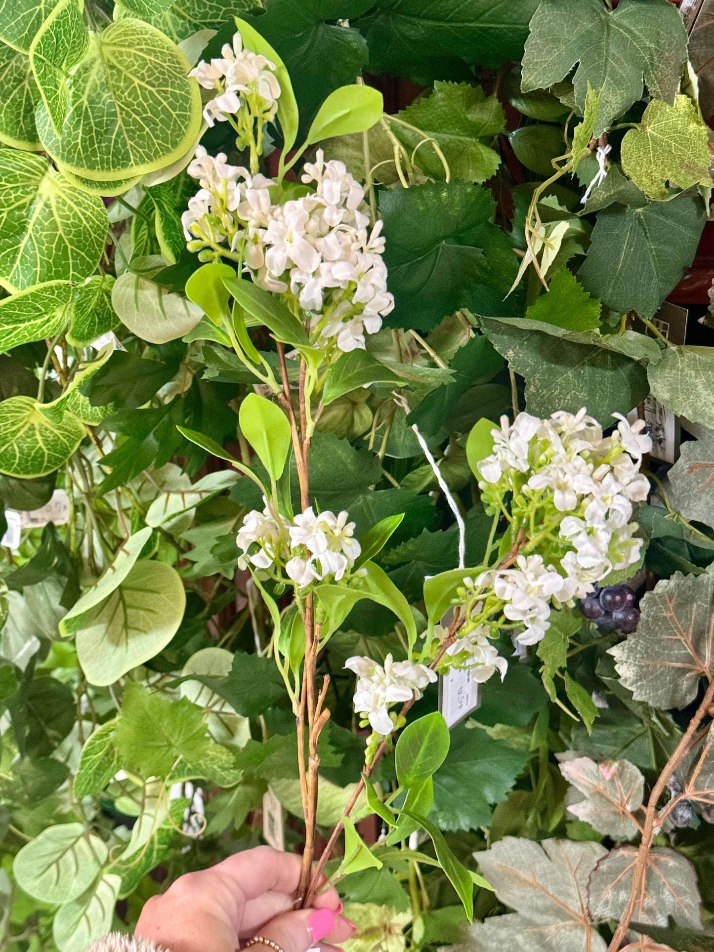 30 Inch White Wild Lilac Spray