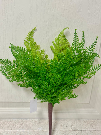 13 Inch Green Leather Fern Spray