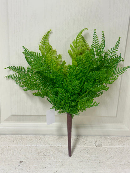 13 Inch Green Leather Fern Spray