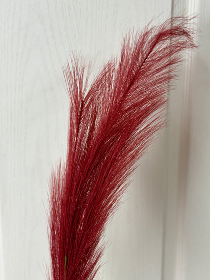 32.75 Inch Burgundy Fabric Grass Plume Spray