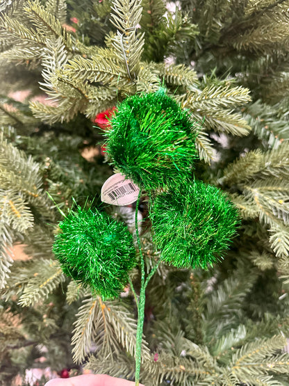 14 Inch Emerald Green Retro Glitter Pom Pom Spray