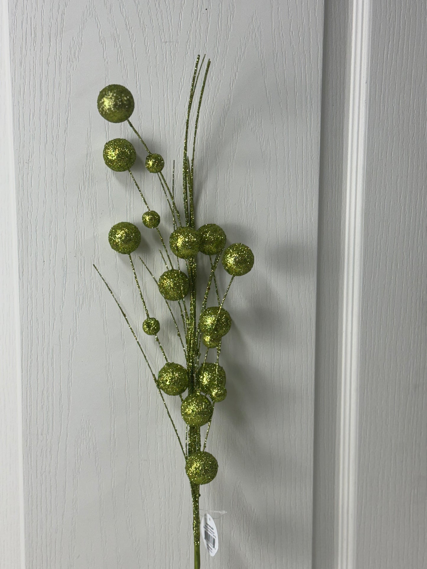 27 Inch Lime Green Mixed Size Glittered Ball Spray