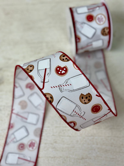 2.5 Inch By 10 Yard Red And White Milk And Cookies Ribbon