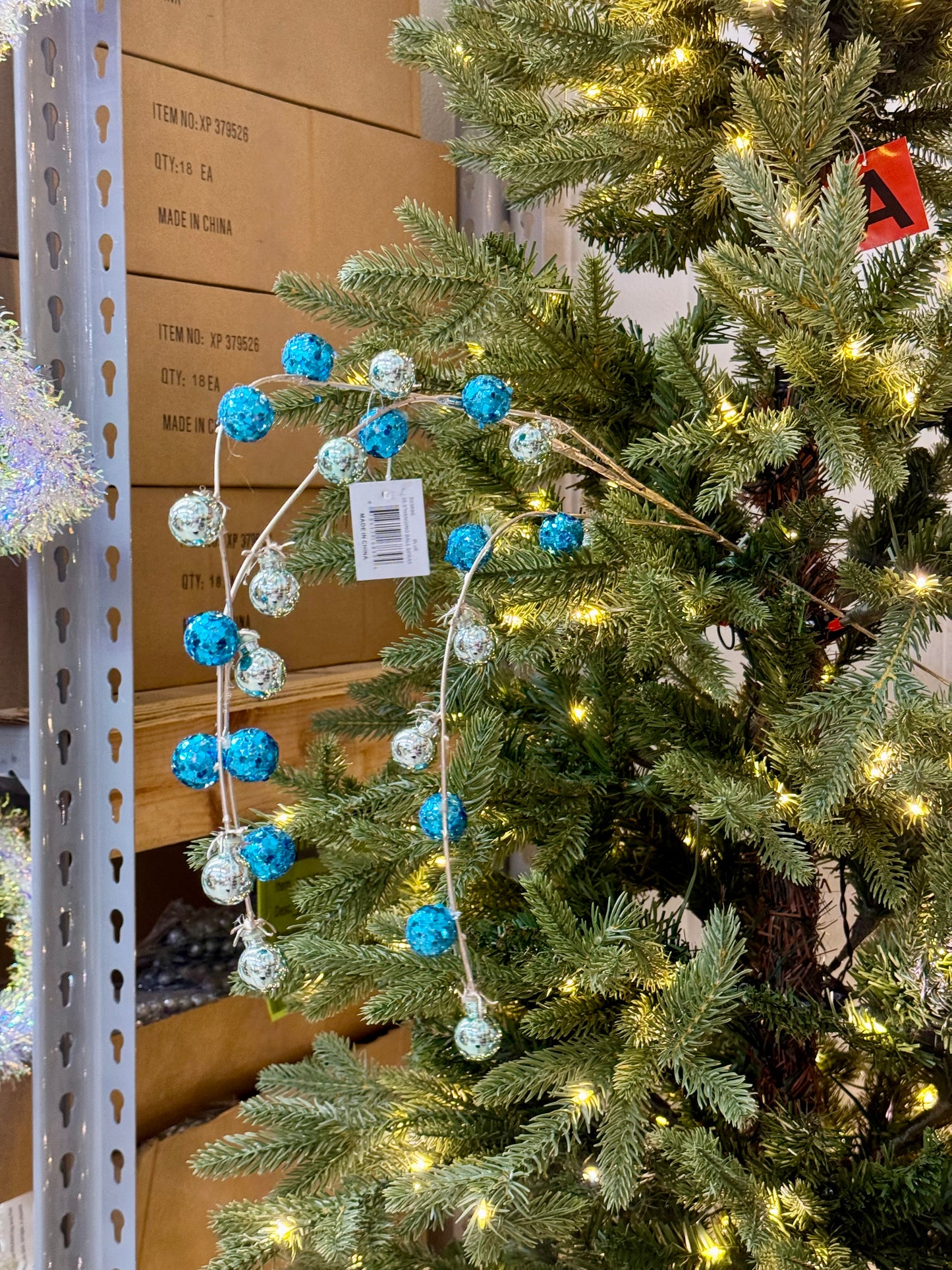 35.5 Inch Blue Hanging Ball Spray