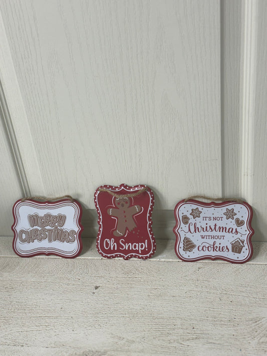 5 Inch Tin Gingerbread Sign Three Styles