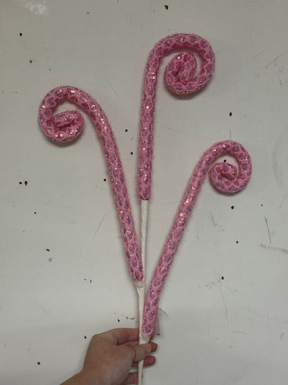 28 Inch Pink Iridescent Sequin Curly Spray