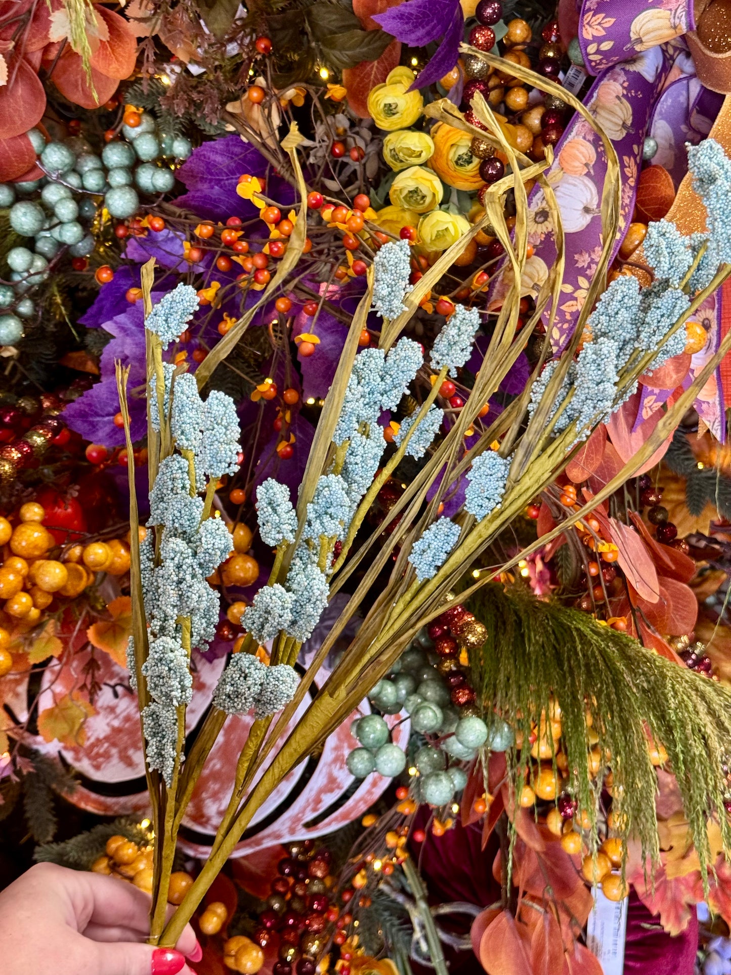 31 Inch Blue Bristle Grass Spray