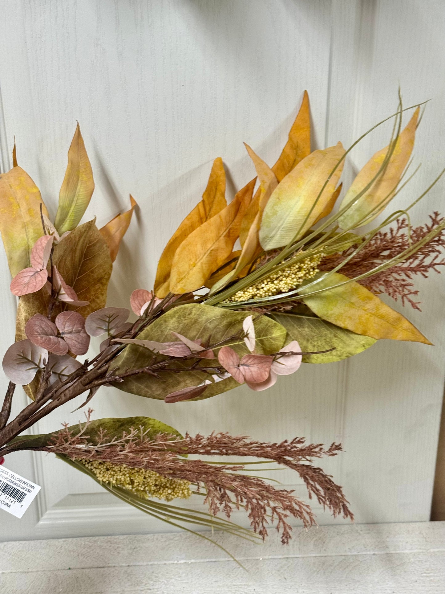 41 Inch Yellow And Brown Eucalyptus Magnolia Fall Spray