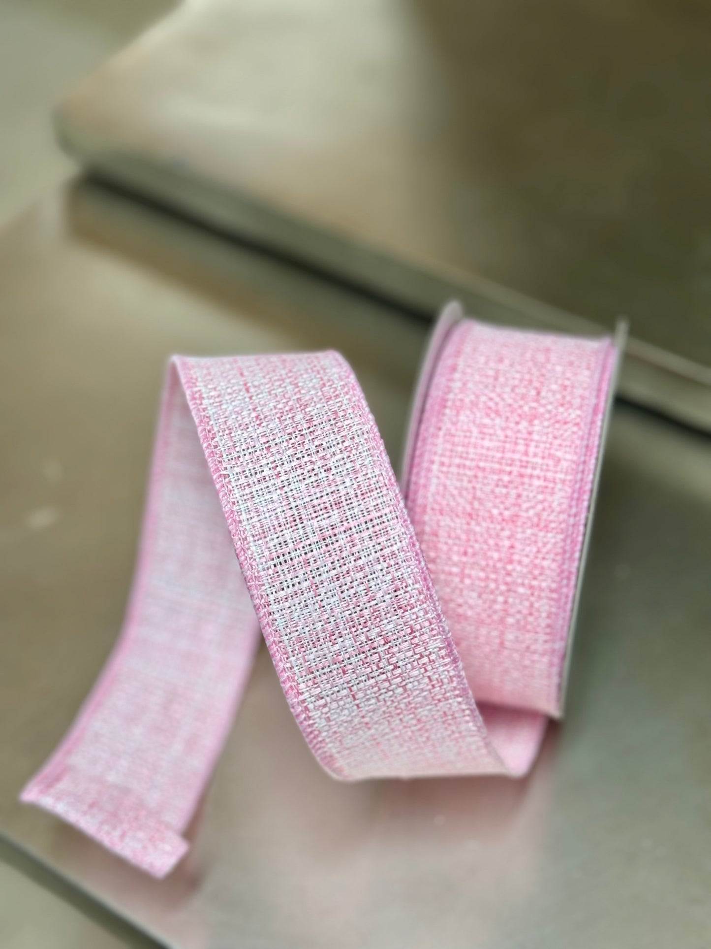 1.5 Inch By 10 Yard Pink Cross Check Ribbon