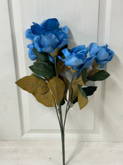 23 Inch Blue Magnolia Floral Bush