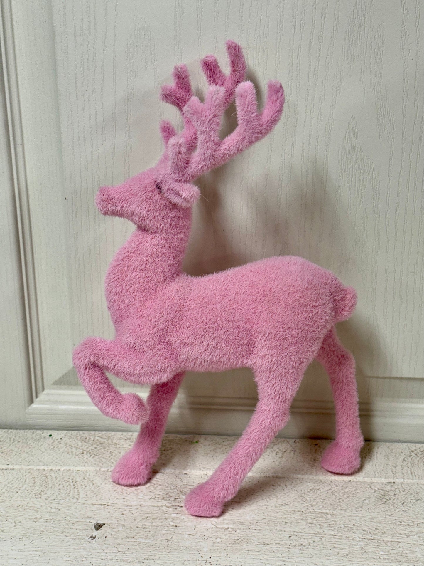 13 Inch Flocked Standing Deer Four Colors